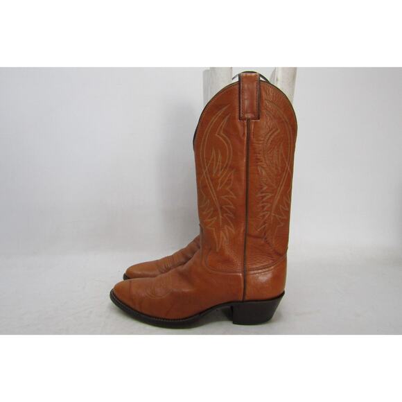 Justin Mens Size 8.5 D Marbled Brown Leather Cowboy Western Boots